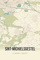 Fototapeta na wymiar Retro Dutch city map of Sint-Michielsgestel located in Noord-Brabant. Vintage street map.
