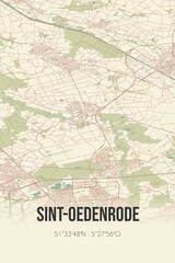 Retro Dutch city map of Sint-Oedenrode located in Noord-Brabant. Vintage street map.
