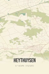Retro Dutch city map of Heythuysen located in Limburg. Vintage street map.