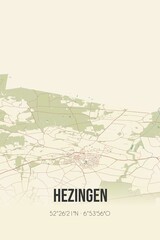 Retro Dutch city map of Hezingen located in Overijssel. Vintage street map.