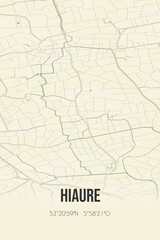 Retro Dutch city map of Hiaure located in Fryslan. Vintage street map.