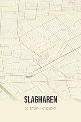 Retro Dutch city map of Slagharen located in Overijssel. Vintage street map.