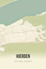 Retro Dutch city map of Hierden located in Gelderland. Vintage street map.