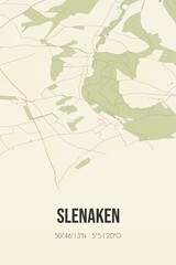 Retro Dutch city map of Slenaken located in Limburg. Vintage street map.