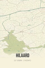 Retro Dutch city map of Hilaard located in Fryslan. Vintage street map.