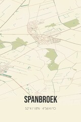 Retro Dutch city map of Spanbroek located in Noord-Holland. Vintage street map.