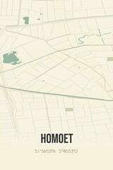 Retro Dutch city map of Homoet located in Gelderland. Vintage street map.