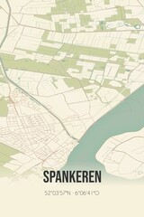 Obraz premium Retro Dutch city map of Spankeren located in Gelderland. Vintage street map.