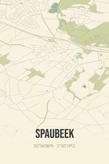 Retro Dutch city map of Spaubeek located in Limburg. Vintage street map.