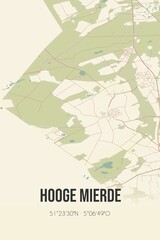 Retro Dutch city map of Hooge Mierde located in Noord-Brabant. Vintage street map.