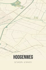 Retro Dutch city map of Hoogenweg located in Overijssel. Vintage street map.