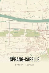 Obraz premium Retro Dutch city map of Sprang-Capelle located in Noord-Brabant. Vintage street map.