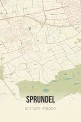 Retro Dutch city map of Sprundel located in Noord-Brabant. Vintage street map.
