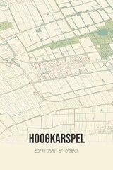 Retro Dutch city map of Hoogkarspel located in Noord-Holland. Vintage street map.