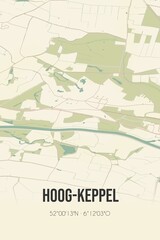 Retro Dutch city map of Hoog-Keppel located in Gelderland. Vintage street map.
