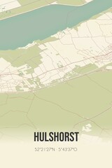 Retro Dutch city map of Hulshorst located in Gelderland. Vintage street map.