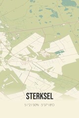 Retro Dutch city map of Sterksel located in Noord-Brabant. Vintage street map.