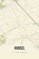 Retro Dutch city map of Hunsel located in Limburg. Vintage street map.