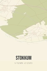 Retro Dutch city map of Stokkum located in Gelderland. Vintage street map.