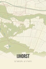 Retro Dutch city map of IJhorst located in Overijssel. Vintage street map.
