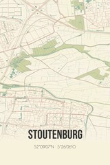 Retro Dutch city map of Stoutenburg located in Utrecht. Vintage street map.