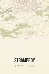 Retro Dutch city map of Stramproy located in Limburg. Vintage street map.
