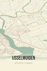 Retro Dutch city map of IJsselmuiden located in Overijssel. Vintage street map.