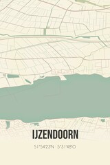 Retro Dutch city map of IJzendoorn located in Gelderland. Vintage street map.