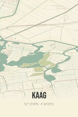 Retro Dutch city map of Kaag located in Zuid-Holland. Vintage street map.