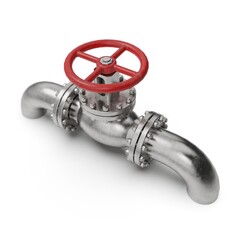 Industrial steel Pipe Valve on White Background
