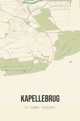 Retro Dutch city map of Kapellebrug located in Zeeland. Vintage street map.