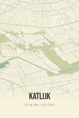 Obraz premium Retro Dutch city map of Katlijk located in Fryslan. Vintage street map.