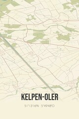 Retro Dutch city map of Kelpen-Oler located in Limburg. Vintage street map.