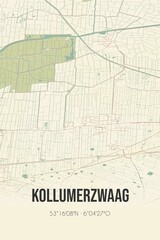 Obraz premium Retro Dutch city map of Kollumerzwaag located in Fryslan. Vintage street map.