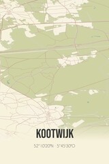 Retro Dutch city map of Kootwijk located in Gelderland. Vintage street map.