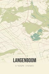 Retro Dutch city map of Langenboom located in Noord-Brabant. Vintage street map.
