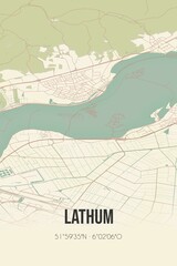 Retro Dutch city map of Lathum located in Gelderland. Vintage street map.
