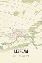 Obraz premium Retro Dutch city map of Leerdam located in Utrecht. Vintage street map.