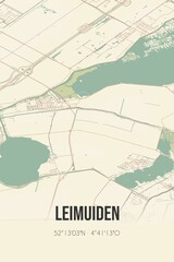 Obraz premium Retro Dutch city map of Leimuiden located in Zuid-Holland. Vintage street map.