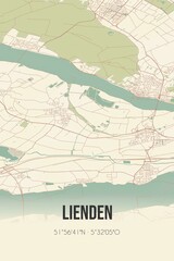Retro Dutch city map of Lienden located in Gelderland. Vintage street map.
