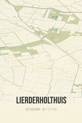 Fototapeta na wymiar Retro Dutch city map of Lierderholthuis located in Overijssel. Vintage street map.