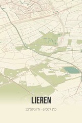 Retro Dutch city map of Lieren located in Gelderland. Vintage street map.