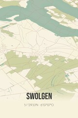 Retro Dutch city map of Swolgen located in Limburg. Vintage street map.