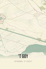 Obraz premium Retro Dutch city map of 't Goy located in Utrecht. Vintage street map.