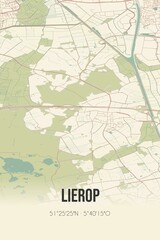 Retro Dutch city map of Lierop located in Noord-Brabant. Vintage street map.