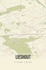 Retro Dutch city map of Lieshout located in Noord-Brabant. Vintage street map.