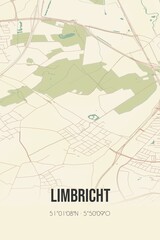 Retro Dutch city map of Limbricht located in Limburg. Vintage street map.