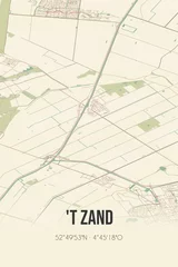 Fototapeten Retro Dutch city map of 't Zand located in Noord-Holland. Vintage street map. © Rezona