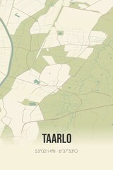 Retro Dutch city map of Taarlo located in Drenthe. Vintage street map.