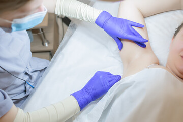 the master of electrolysis prepares the client's skin for electrolysis and removal of unwanted hairs using electricity